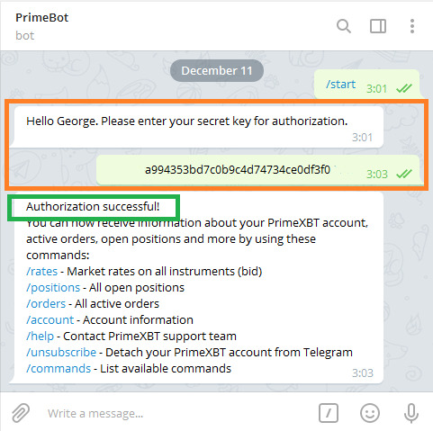 PrimeXBT Telegram bot.