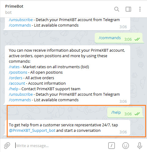 How to use Telegram bot PrimeXBT.